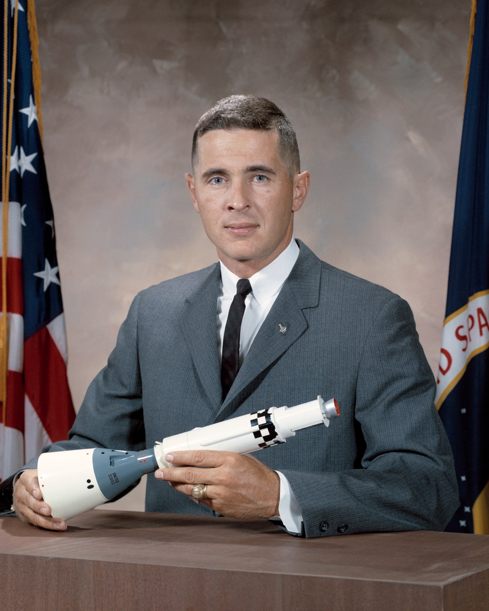 NASA astroanut William Anders poses for his official portrait.