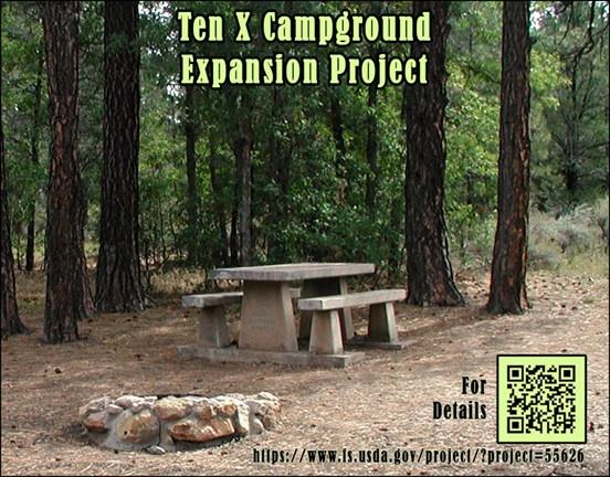 Title: Ten X Campground Expansion Project - Description: Image showing a current campsite at Ten X Campground.