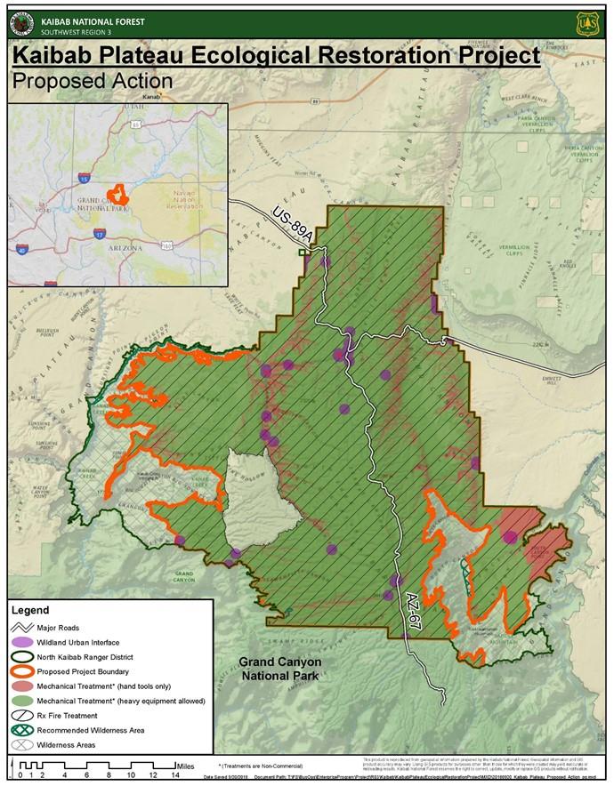 Title: Map of project area - Description: Proposed activities locations for the Kaibab Plateau Ecological Restoration Project
