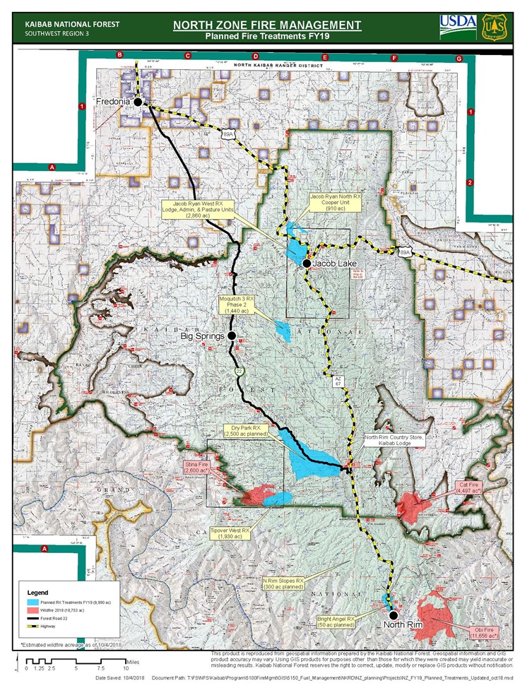 Title: North Zone Prescribed Fire 2019 Map - Description: Map showing locations of planned prescribed fires for 2019.