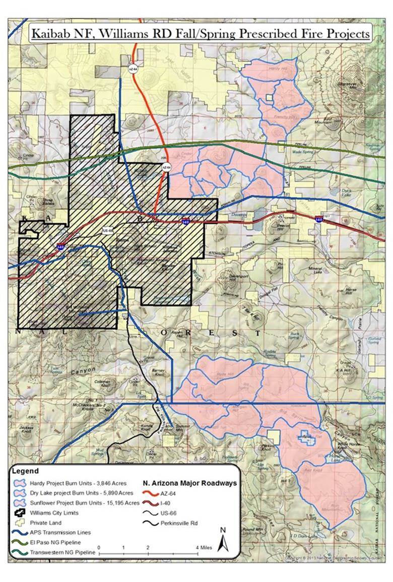 Title: Williams Ranger District Rx Fire Project Locations - Description: C:\Users\bobblasi\Documents\A-PIO\2017\WILLIAMS\WILLIAMS RX\FY17-18_WRD_RX_Project_Vicinity_Map_11x17_Portrait_091217.jpg